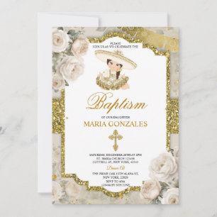 Invitation Espagnol Bautizo Fiesta mignonne petite fille Bapt