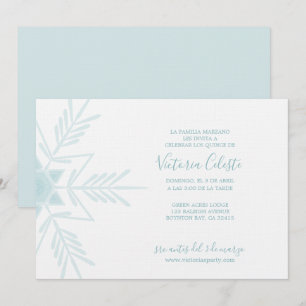 Invitation ESPAGNOL bleu moderne HIVER WONDERLAND quinceañera