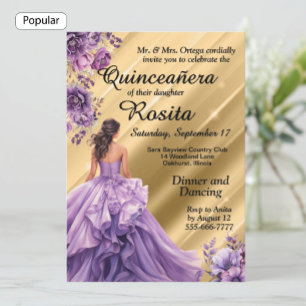 Invitation Espagnol filles 15e anniversaire Quinceanera invit