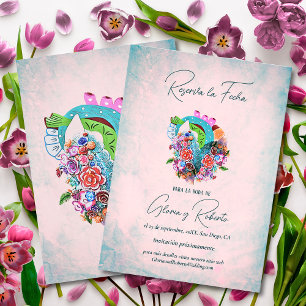 Invitation Espagnol Flower Heart Mariage mexicain Sauvez la d