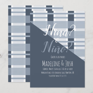 Invitation Espagnol Genre Révéler Garçon ou fille Plaid Blue