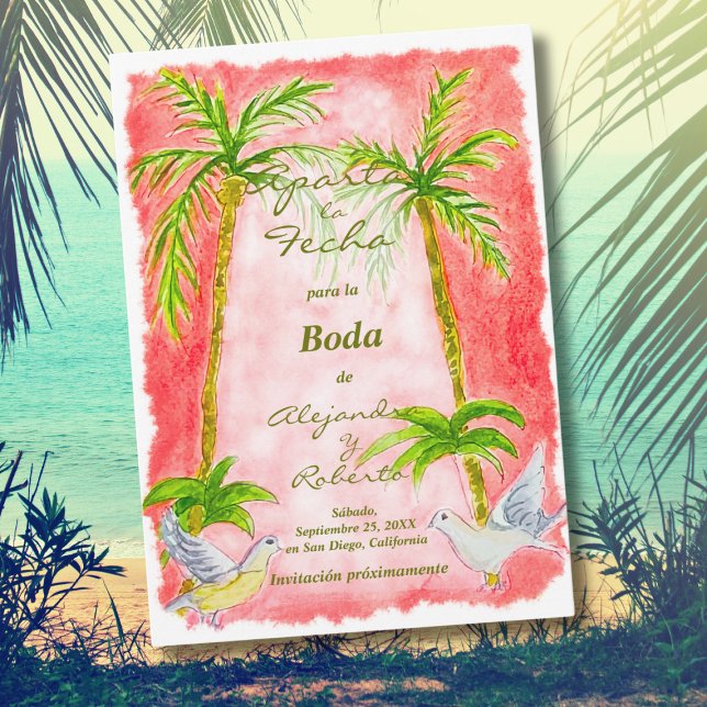 Invitation Espagnol, Mariage à l'aquarelle tropicale Enregist (Créateur téléchargé)