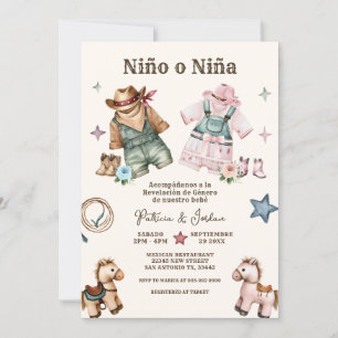 Invitation Espagnol Nino o Nina Cowboy Révélation de genre