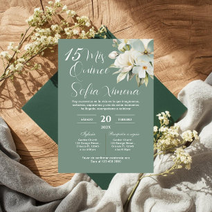 Invitation espagnole de Quinceañera florale de ver