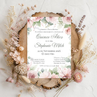 Invitation espagnole Quinceanera invitation floral
