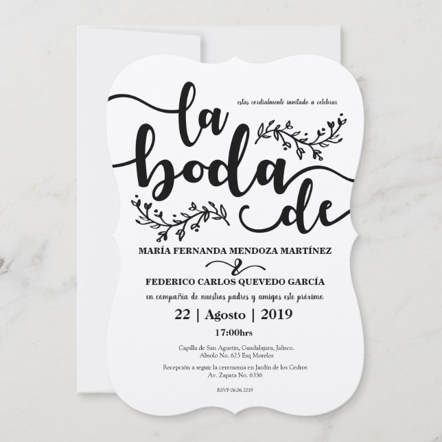 Invitation espagnole rustique modifiable (Devant)