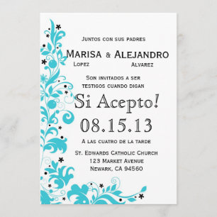 Invitation Español d'en d'Azul Y Blanco Invitacion de Boda