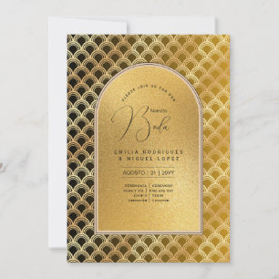 Invitation Espanol Invitación Boda Elegant Mariage d'or noir