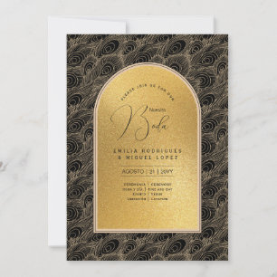 Invitation Espanol Invitación Boda Elegant Mariage d'or noir