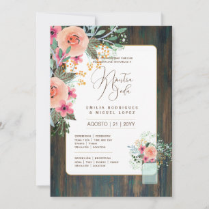 Invitation Espanol Invitación de Boda Floral Mariage Rustic I