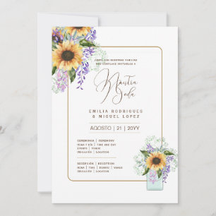 Invitation Espanol Invitación de Boda Floral Mariage Rustic I