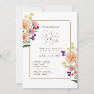 Invitation Espanol Invitación de Boda Mariage Floral d'été
