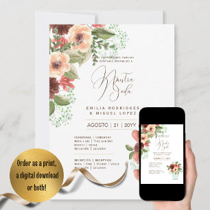 Invitation Espanol Invitación de Boda Summer Floral Mariage I