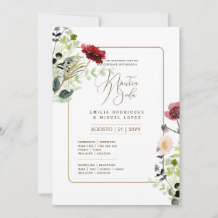 Invitation Espanol Invitación de Boda Summer Floral Mariage I