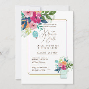 Invitation Espanol Invitación de Boda Summer Floral Mariage I