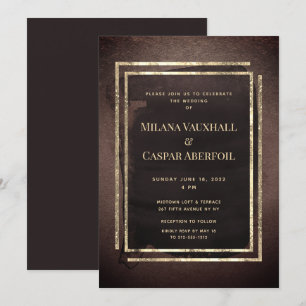 Invitation Espresso grillé Mocha & Soft Gold Wedding Party