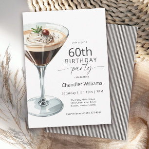 Invitation Espresso Martini Cocktail 60e fête d'anniversaire