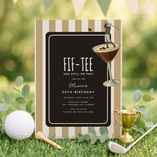 Invitation Espresso Martini Golf Themed 50th Birthday (Créateur téléchargé)