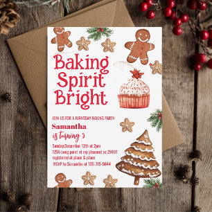Invitation Esprit de pâtisserie Noël Joyeux Anniversaire
