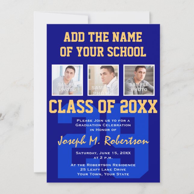 Invitation Esprit d'équipe de reconnaissance de la Marine Blu (Devant)