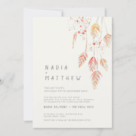 Invitation Esquisse d'automne simple herbe et baies mariage p