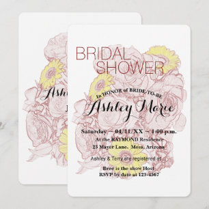 Invitation Esquisse de bouquet en terre cuite pour douche de