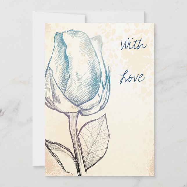 Invitation Esquisse d'un rose (Devant)