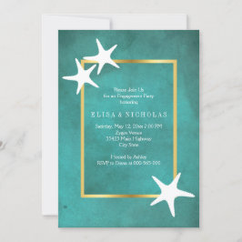 Invitation Estarfish blanche sur fiançailles mariage turquois