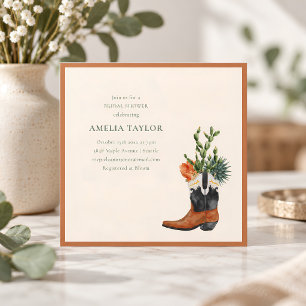 Invitation Esthétique de mariage western cowboy bottes cactus