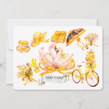 Invitation esthétique jaune élégant – Fleur vintag