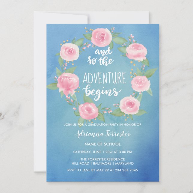 Invitation Et ainsi l'aventure commence le diplômé (Devant)