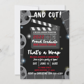 Invitation Et Cut That's a Wrap Graduation Black