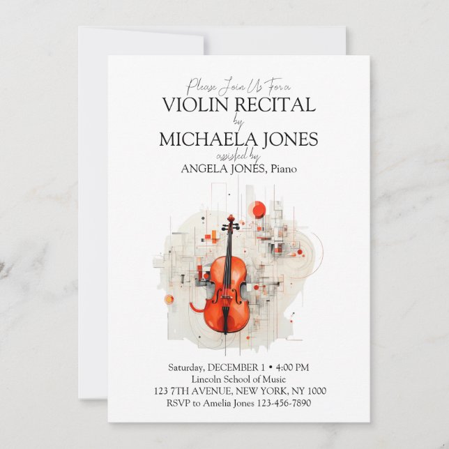 Invitation et programme du récital de musique mode (Devant)