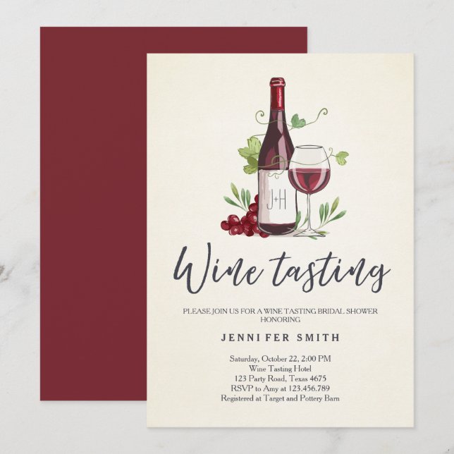 Invitation Établissement vinicole rustique d'invitation (Devant / Derrière)