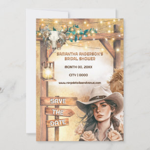 Invitation Étanche de cowgirl occidentale lumière nuptiale