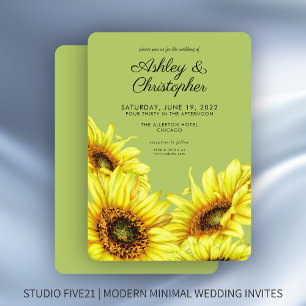 Invitation Etanchéité Sunflower Mariage vert clair