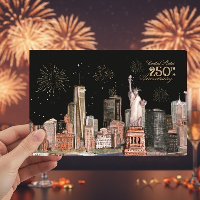 Invitation États-Unis 250e anniversaire NYC Orange Glow (United States 250th Anniversary NYC Orange Glow Invitation)