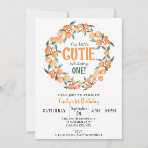 Invitation Été 1er anniversaire, Oranges Citrus Wreath