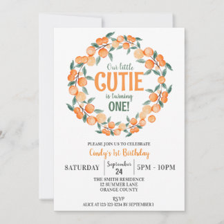 Invitation Été 1er anniversaire, Oranges Citrus Wreath