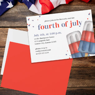 Invitation Été 4 Juillet Cute Custom