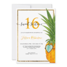 Été ananas cool cadre or Sweet 16 photo