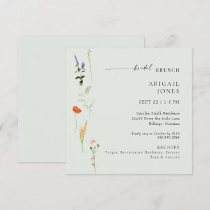 Invitation Été Aquarelle Florale Sage Bridal Brunch