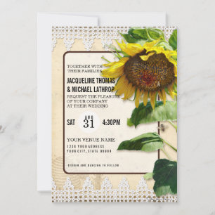 Invitation Été Automne Fleur de soleil Floral Abeilles de boi