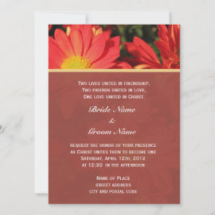 Invitation Été, automne fleur marguerite orange mariage chrét