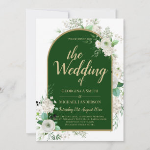 Invitation Été Blanc Roses Emerald Green Arch Mariage