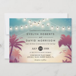 Invitation Été Chaîne Lights Palm Tree Mariage extérieur