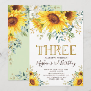 Invitation Été d'anniversaire de tournesols d'aquarelle 3ème