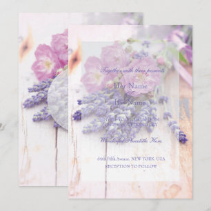 Invitation Été Fleur de Mariage Rose Sauvage et Lavande