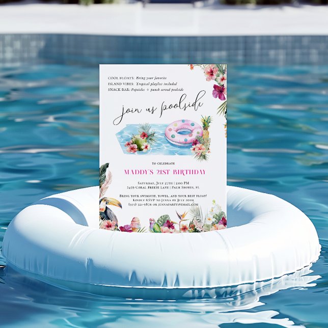 Invitation Été Luau | Piscine tropicale Anniversaire (Créateur téléchargé)