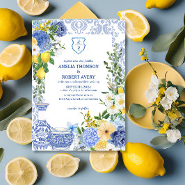 Invitation Eté Méditerranée Bleu Mariage citron